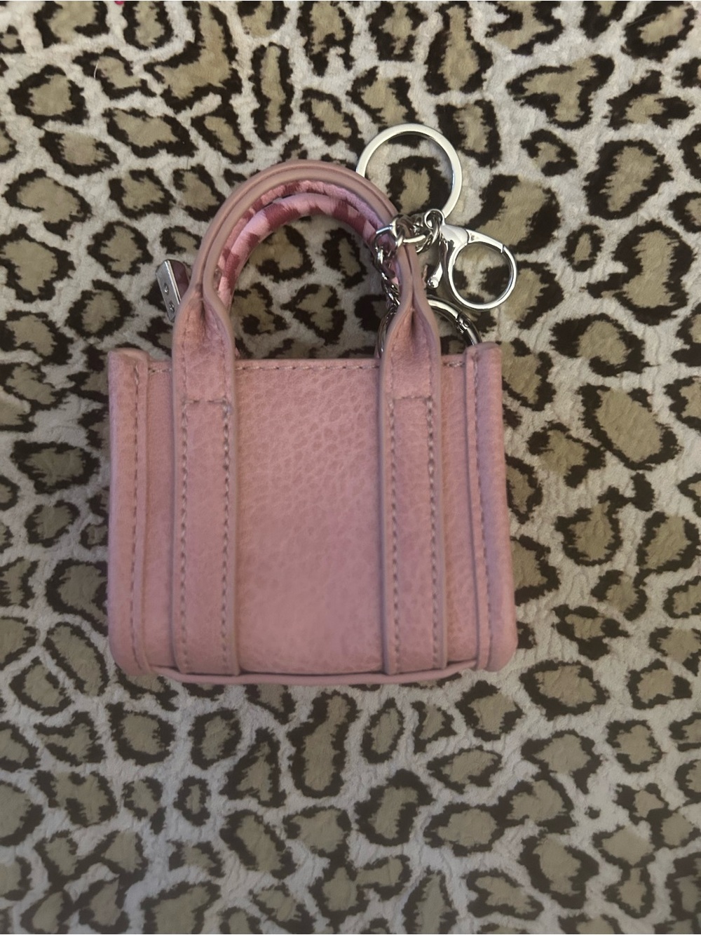 Nwot Wrangler Pink Mini Tote Keychain with Patterned Accent - Picture 2 of 8